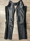 Vtg Protech Full Leather Biker Motorcycle Chaps Pants Black Sz L Waist 30-35   