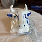 Delft Vintage Porcelain Cow Butter Dish With Lid Blue White Hand Painted Holland