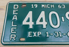 Vintage Original 1963 Michigan Dealer License Plate  440-93