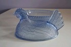 Vintage Indian Light Blue Glass Chicken Dish