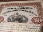 Mexico 1907 Banco Agricola Hipotecario 500 Pesos Specimen Bond Coupons Loan Rr