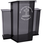 Kingdom Personalized Kll3gp  3-piece Acrylic Pulpit  smoky Black  Adjustable 