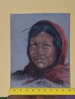 Original Native American Indian Woman Female Charcoal Chalk Pastel Drawing