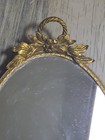 Vintage Gold Tone Vanity Tray Mirror Wall Hanging Hollywood Regency Oval Italy 