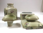 Vintage Nippon Perfume Bottle   Powder Jar Hand Painted Dresser Set