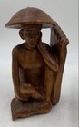 Antique Brown Wooden Carved Mid-century Polynesian Bookends Set Of 2