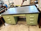 Mid Century Modern Metal Tanker Desk With Rubber   New Laminate Top  Mid-century