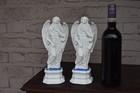 Pair Antique Bisque French Porcelain Archangel Figurine Statue Religious Rare