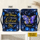 Customized Christ Blue Butterfly Flowers Bible Cover Jesus Strengthen Me Covers