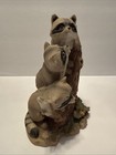 Vintage Homco Raccoons Porcelain Figurine 1433 Wildlife Tree Stump 6 