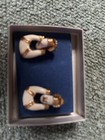 Avon Vintage Nautical Lifebuoy Earrings Gold Tone White Enamel Bullet Back