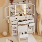 Vanity Desk With Lighted Mirror   Power Outlet  Dressing Table With Led Lights
