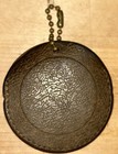 Vintage Lark Luggage Tag Round Brown Faux Leather Travel Id Bag Tag   Ball Chain