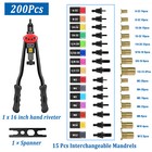 16   Rivet Gun Kit Rivnut Thread Setting Tool Nut Setter Nutsert Metric 200pcs