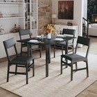 Dining Table Set For 4  Extendable Kitchen Table Cushion Chairs Set Of 4  Rec   