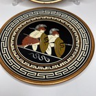Set Of 2 Vintage Greek Handmade Copper Wall Plate Chariot Scene    Warriors
