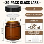 30 Pcs 4 Oz Amber Glass Jars W lids  Labels   Spatulas  Leakproof
