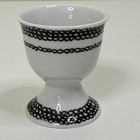 4 White 2 5    Ceramic Egg Holders With Black Chain Pattern
