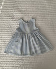 Vintage Oshkosh Baby Bgosh Pinstripe Jumper Dress Seersucker White Blue Girl 24m