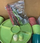 Vintage Regaline Plastic Picnic Set Of 6 Plates  Cups   Flatware In Original Box
