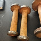 Vintage Lot Of 8 Industrial Wooden Yarn Spools Thread Bobbins Wood Farmhouse
