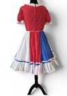 Vintage Red White Blue Colorblock Square Dance Ruffle Dress   Shirt Set