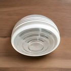 Art Deco Round White Frosted Rib Glass Drum Shade Ceiling Light 8  Fitter Vntg