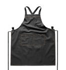 Adult Men Mid-length Denim Aprons Cross Back Kitchen Florist Baking Thick Apron