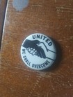 1960s We Shall Overcome United Pin Back Button Handshake Black White Cause 