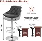 Set Of 2 Bar Stools Pu Leather Adjustable Height Counter Swivel Dining Chairs
