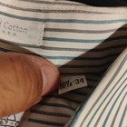 Eagle Men s White blue gray Striped Cotton Dress Shirt 16 5 Neck 34 Sleeve