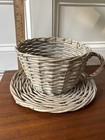 Large Willow Wicker Teacup Shaped Basket  Great Planter Or Gift Basket 