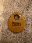 Antique C 1910 Miller Champion 6 Lever Brass Bronze Pancake Padlock Lock No Key