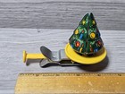 1950s Tin Litho Spinning Christmas Tree W hidden Santa Push Spinner Toy Japan