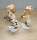 Vintage Pair Of Porcelain Boxing Figurines Made In Japan Cool 