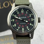Bulova Hack 38mm Black Dial Leather Strap Men s Watch Automatic 98a255