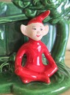 Vtg Treasurecraft Red Pixie Elf Green Wall Pocket Planter 