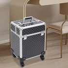 Professional Rolling Aluminum Makeup Train Case Salon Cosmetic Trolley Organizer