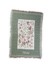 Vintage Colonial Williamsburg Throw Blanket Green Pink Floral Cotton Knit Quilt
