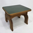 Vtg Primitive Wooden Step Stool  Rustic Natural  Forest Green Painted Accent Top