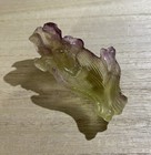 Daum - Vntg - Small Green Amethyst Purple Lettuce Leaf  pate De Verre 