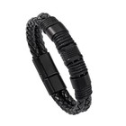 Mens Braided Leather Bracelet Black Brown Woven Rope Wristband Metal Clasp Gift