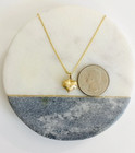 14k Solid Yellow Gold Heart Pendant Necklace- 16  Mariner Chain-3d Charm - K2502