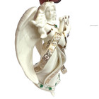 Vintage Irish Celtic Angel Christmas Ornament Harp Gold Accents Ceramic Agc 2002