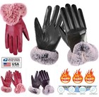 Winter Thick Women Touch Screen Leather Gloves Waterproof Warm Windproof Gift Us