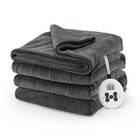 Sunbeam Electric Royal Luxe Microplush Heated Blanket 12 Heat Settings Night Fog
