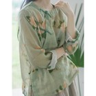 Chinese Style Cotton Linen Shirt Floral Tops Women s Loose Retro Blouse T-shirt