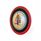 Vtg Tray Pennsylvania Dutch Folk Art Xl 19  Round Platter Mcm Metal Tin