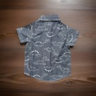 New Carter s Baby Boys Dinosaur Shirt Slate Blue Chambray Short Sleeve Size 9m
