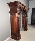 6 Foot Tall Antique French Gothic Walnut Wood Fireplace Surround mantel